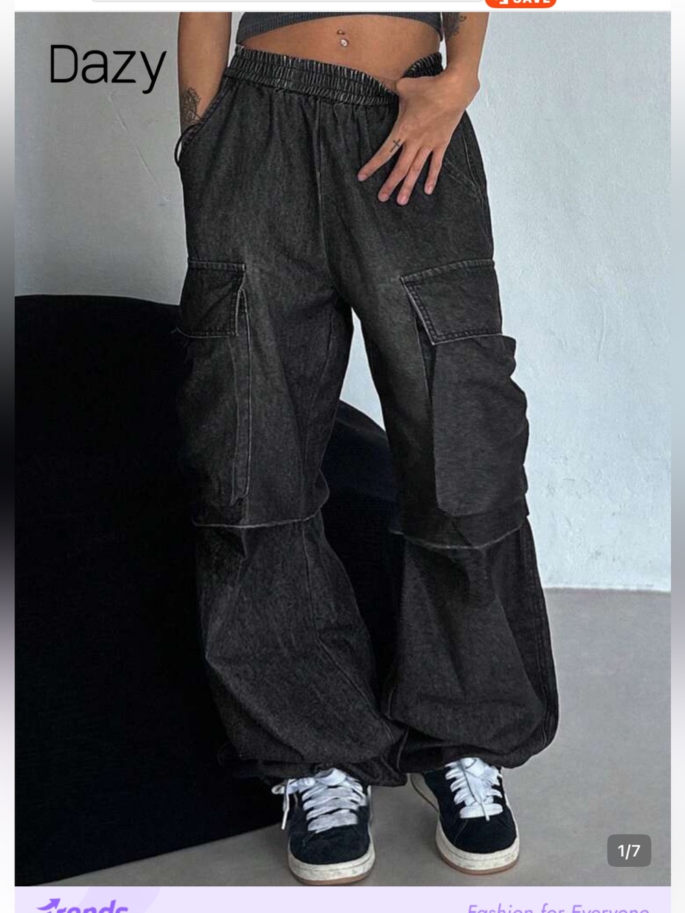 Casual Black Cargo jeans black /gray denim
